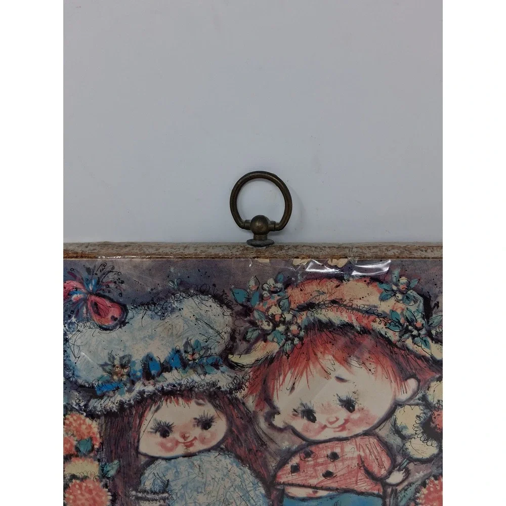 Vintage 1970s Happiness Is Being With You Wooden Wall Plaque Retro Kitsch Art. Q